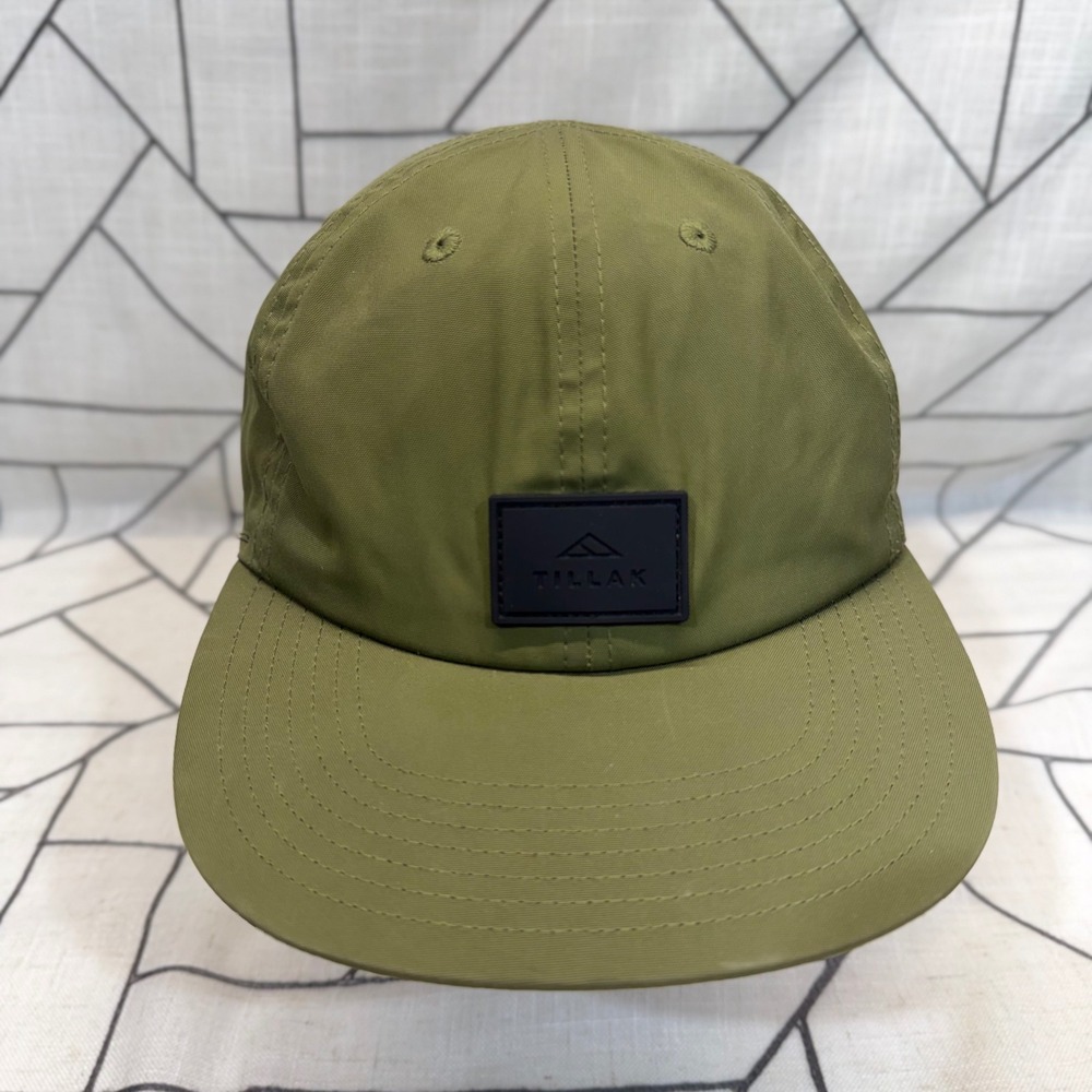Tillak Nylon Camp Hat OS Olive Green Adjustable Webbing Strap Logo Patch Cap